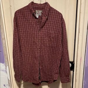Men's Maroon Plaid Shirt Sz Med